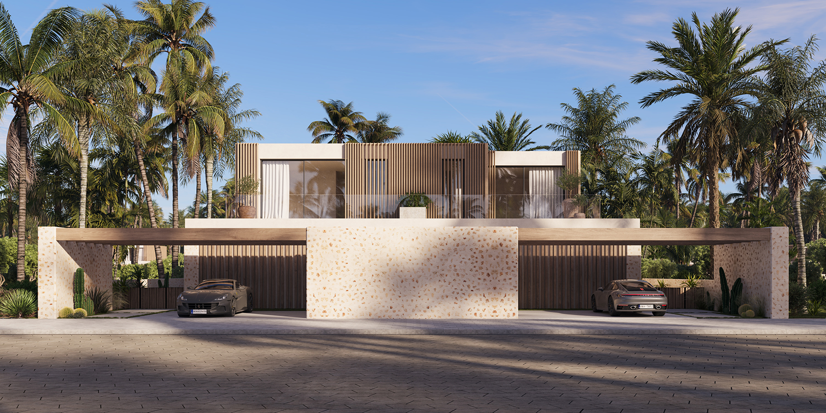 Elegant façades combining traditional materials with modern design.