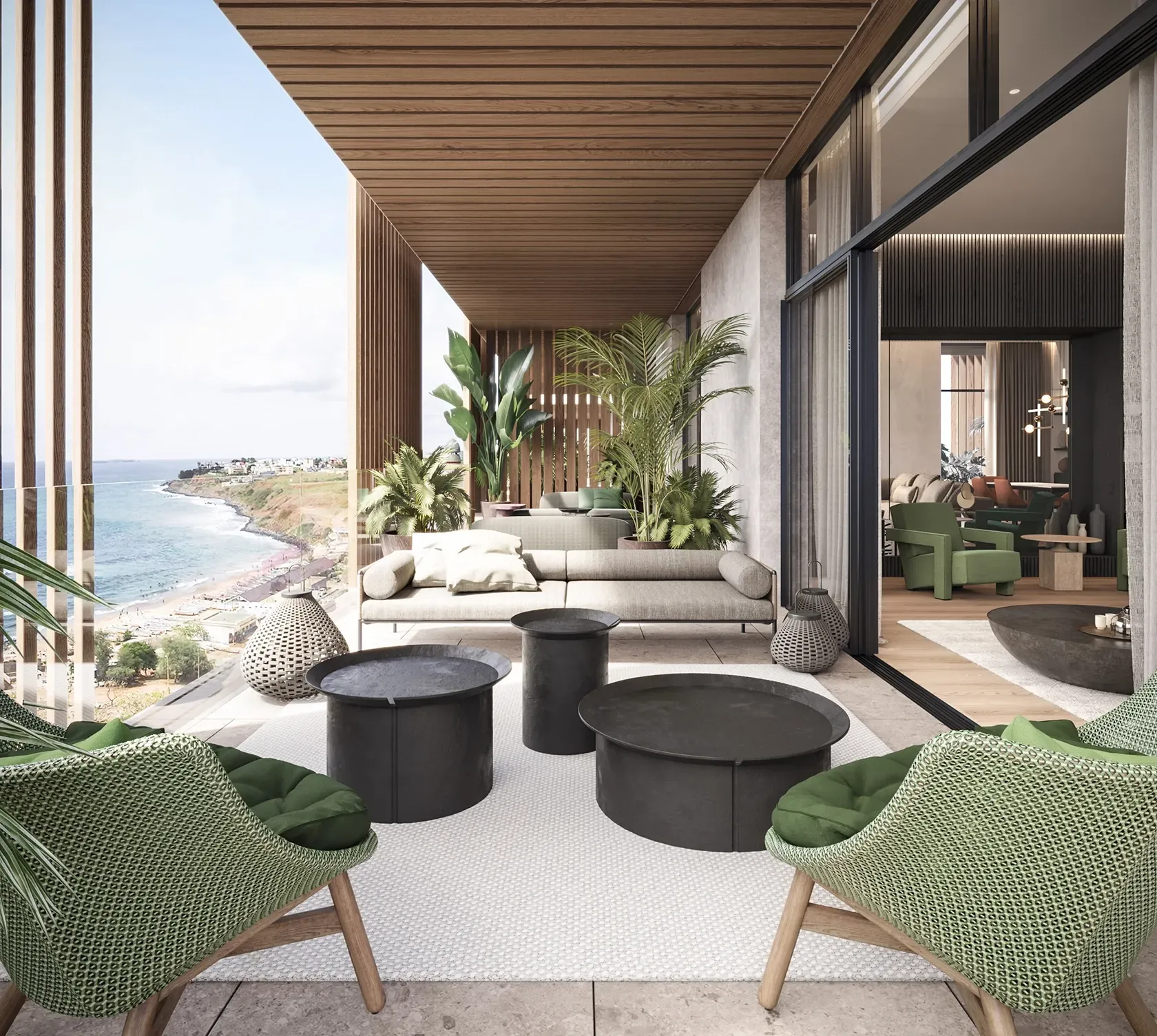Carlyle rooftop bar with sea views, luxury finishes and Mediterranean architecture