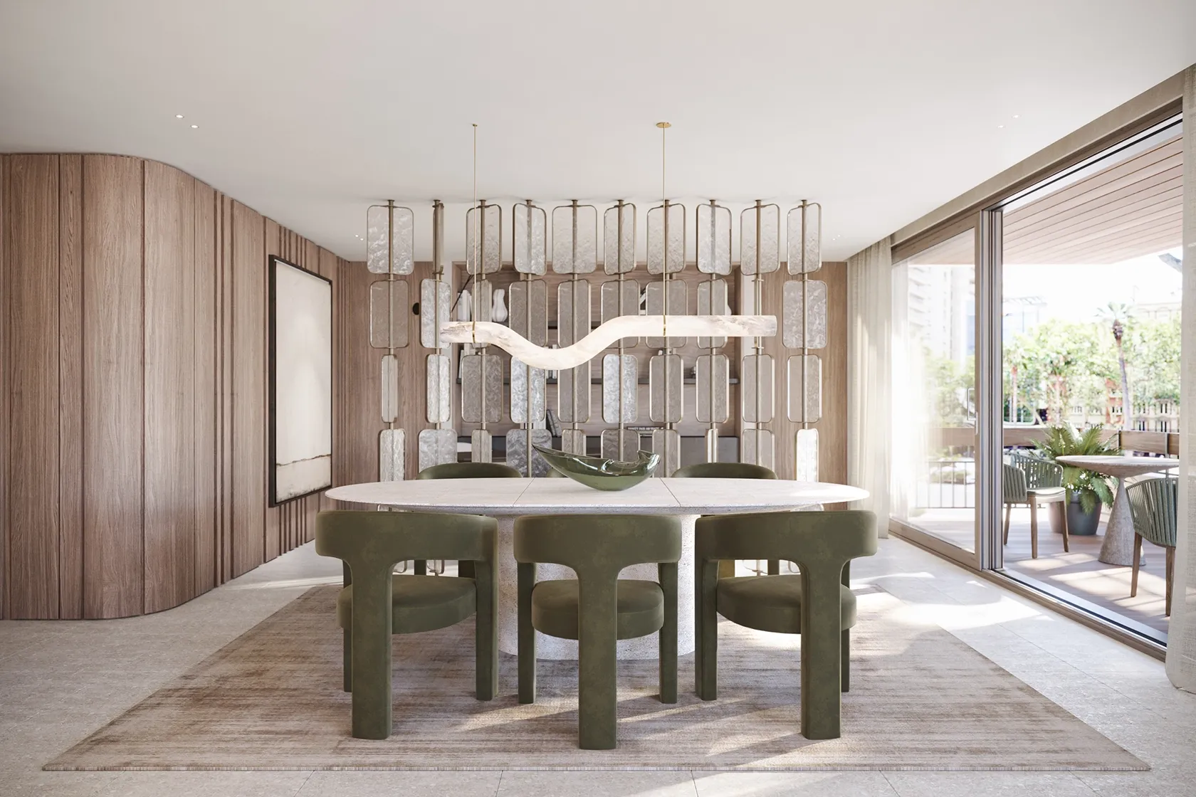 Organic-shaped furniture with clean lines