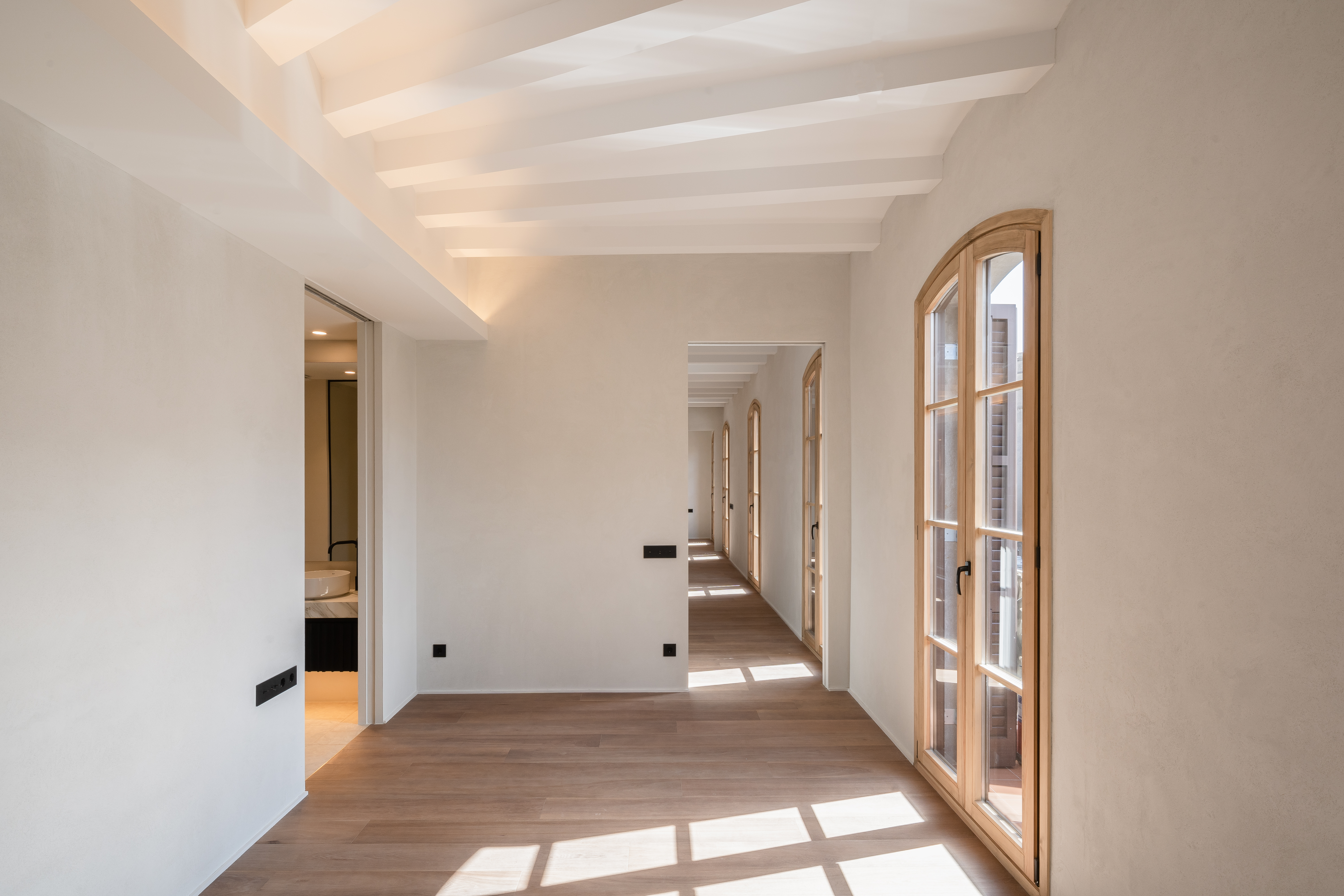 Apartment interior blending classic charm with modern design.