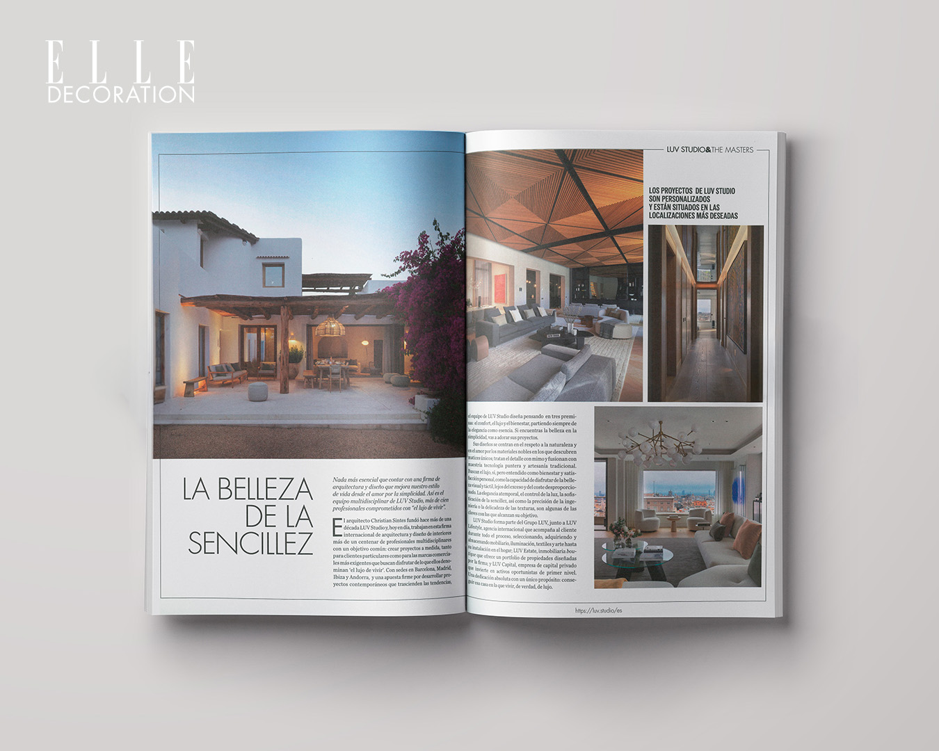 ELLE Decoration editorial spread showcasing residential architecture and interior design projects by Luv Studio.