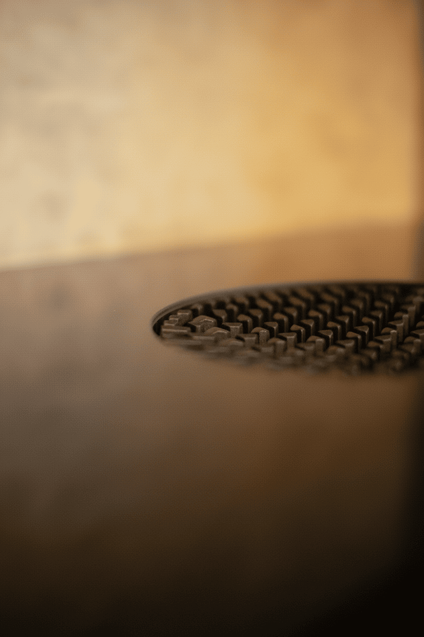 Textured sculptural object detail with soft warm lighting in a contemporary Barcelona interior